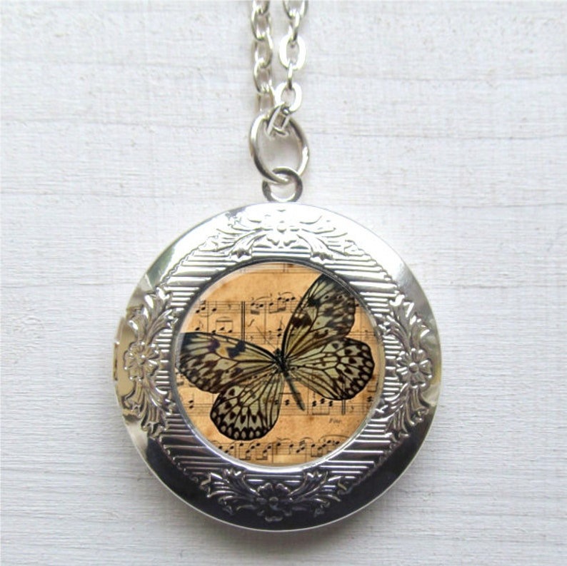 Locket Altered Art Locket Butterfly Jewelry Butterfly Etsy