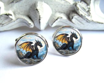 Dragon Cufflinks, Fantasy Accessories, Dragon Lover Gift