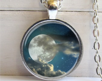 Vollmond Halskette, Mond Anhänger, Mond Charm, Vollmond Schmuck