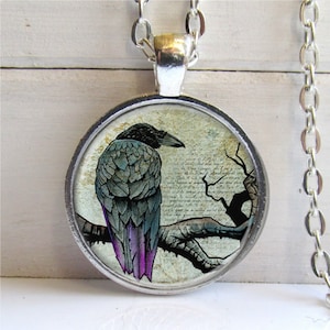 Raven Pendant, Bird Jewelry, Raven Necklace