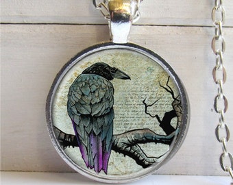 Raven Pendant, Bird Jewelry, Raven Necklace