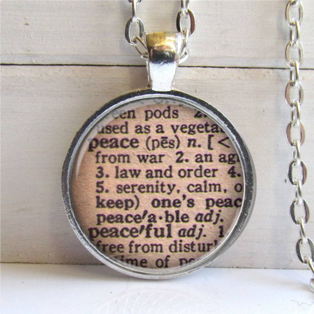 Peace Pendant Dictionary Definition Jewelry Peace Necklace Etsy