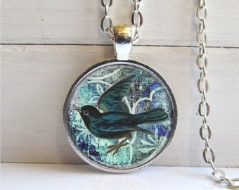 Blackbird Pendant, Bird Lovers Jewelry, Pretty Bird Necklace