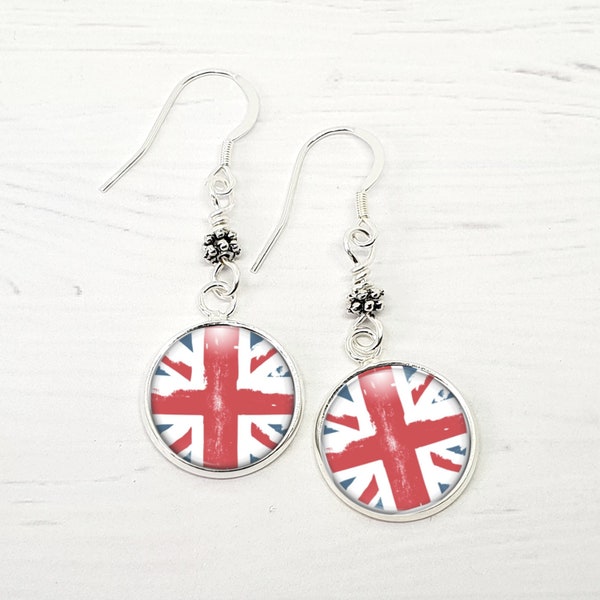 Union Jack Earrings, British Flag Jewelry