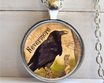 Raven Necklace, Poe's Raven Nevermore, Nevermore Pendant, Goth Jewelry