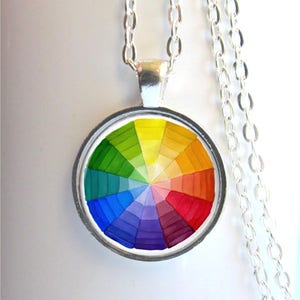 Color Wheel Pendant, Art Necklace, Artist Gift, Art Teacher Gift image 1