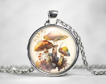 Mushroom Necklace, Forest Mushroom Pendant, Cottagecore Jewelry