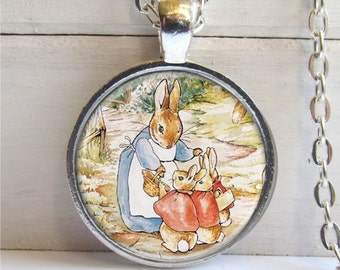 Peter Rabbit Pendant, Bunny Family Pendant, Bunny Necklace