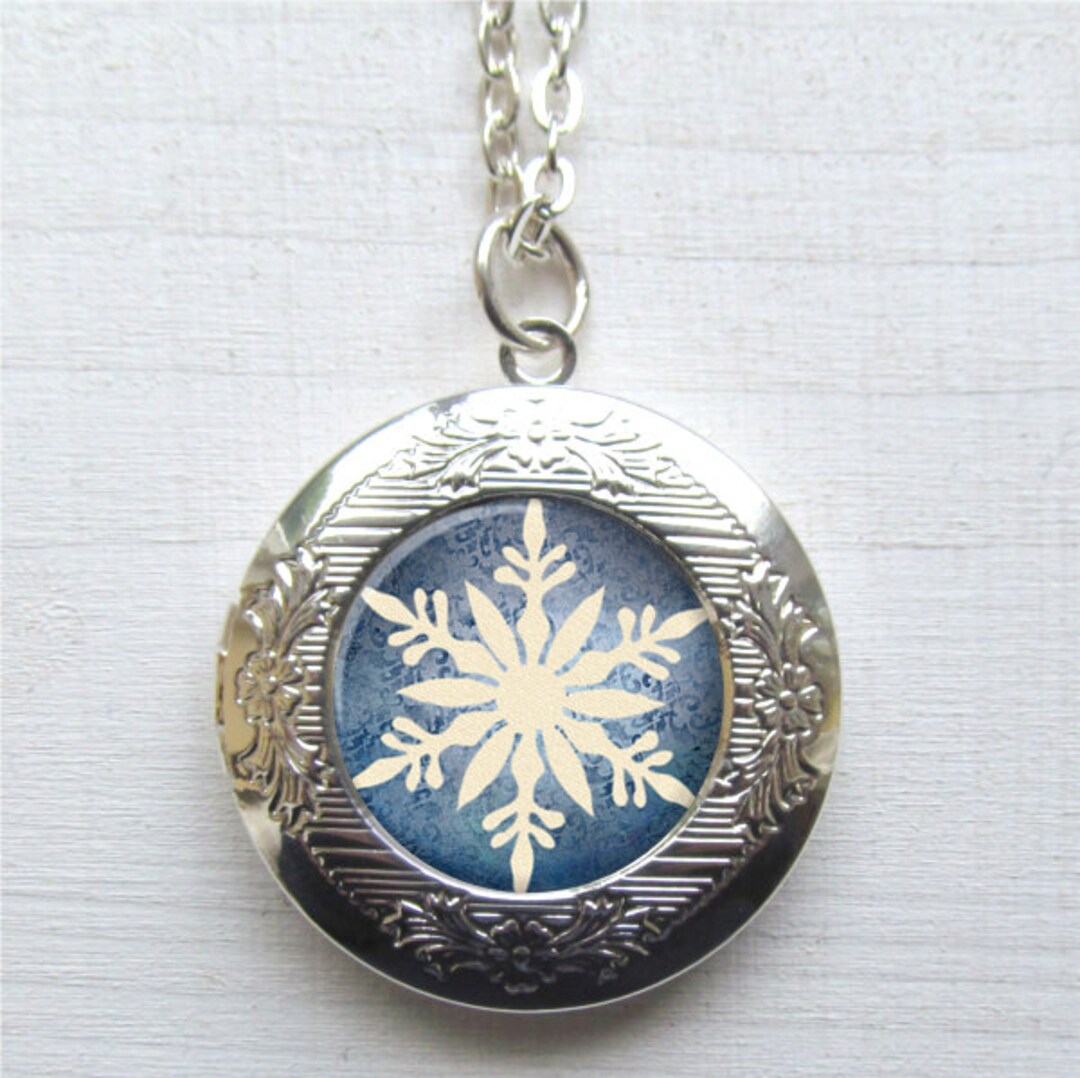 Photo Locket, Snowflake Necklace, Locket Necklace, Winter Jewelry Etsy