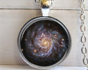 Galaxy Pendant, Spiral Galaxy Necklace, Nebula Jewelry, Space Necklace