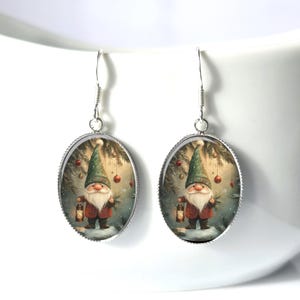 Gnome Christmas Earrings, Cute Winter Holiday Jewelry