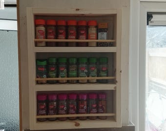 Handmade wooden wall mounted three tier spice rack