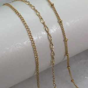 1/20 14k Gold Filled Chains-Permanent Jewelry Chains By The Foot-Bulk Jewelry Chains-Permanent Jewelry Supply-Satellite-Figaro 8-Curb Chains