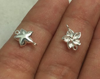 Connecteur à breloques fleur de frangipanier en argent sterling 925-11 mm - Connecteur à fleurs - breloques pour bijoux permanents - Connecteur pour bijoux permanents
