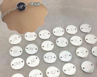 925 Sterling Silver Letter Connectors-Permanent Jewelry Connector Charms, Jewelry Marking Charms, Letter Charms, Initial Charms-10mm