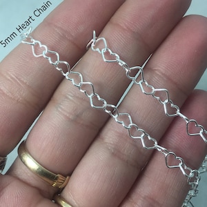 Suprimentos para joias permanentes - Corrente de coração por pé - Corrente de coração de prata esterlina de 5 mm - Correntes para joias permanentes por pé - Corrente de pulseira com pingentes