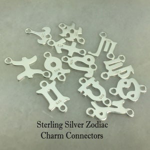 925 Sterling Silber Zodiac Charm Connectors-Permanent Schmuck Charms, Schmuck Kennzeichnung Charms, Sternzeichen Verbinder