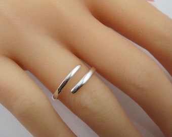 Sterling Silver Ring - 925 Sterling Silver Smooth Double Bar -Smooth Silver Ring - Classic Ring - Adjustable Ring - Sku: 701003