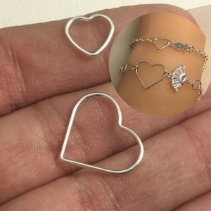 925 Sterling Silver Heart Charm-Permanent Jewelry Charms-Jewelry Making Charms-Heart Connector-Permanent Jewelry Connector