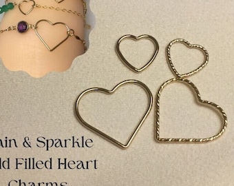 Heart Connector Charms-Permanent Jewelry Necklace Bracelet Charm Connector-Jewelry Making Charms-1/20 14kt Gold Filled Jewelry Supplies
