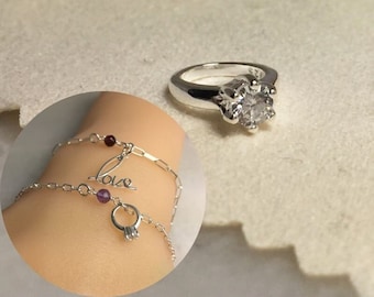 Sterling Silver Promise Ring Charm Connector 8mm-Permanent Jewelry Charms-Permanent Jewelry Charms Supplies-Diamond Ring Charm