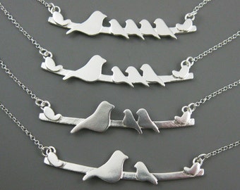 mother nestling birds necklace