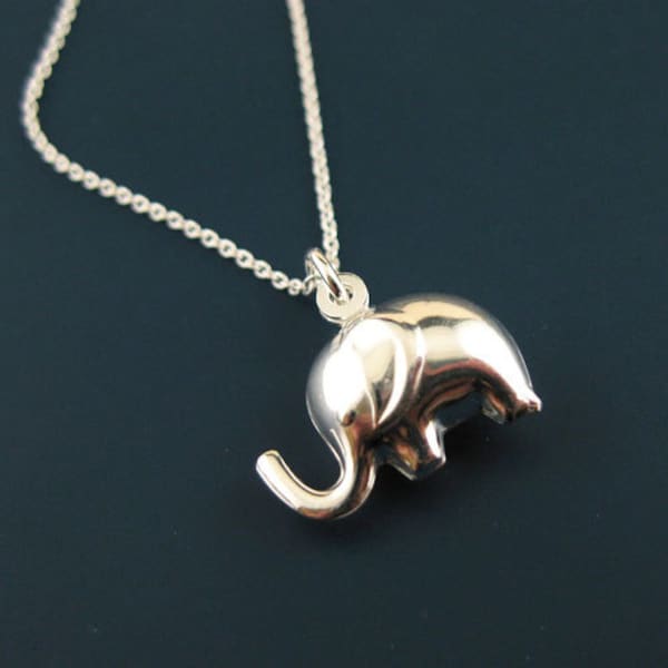 Sterling Silver Necklace , 925 Sterling Silver Elephant Necklace , Lucky Elephant Necklace - Everyday Necklace-Jewelry Gift