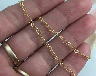 Permanent Jewelry Chains-14K Gold Filled Heart Chain-Permanent Jewelry-Chain by the foot- Bulk Jewelry Chains-4mm Heart Chain-Dainty Chain