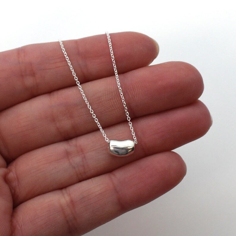 Tiny Bean Necklacesterling Silver Necklace Kidney Bean Charm Etsy