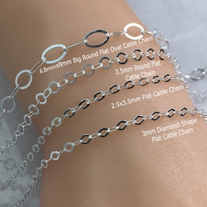 Permanent Jewelry Chains-Flat Cable Chain by the Foot-Sterling Silver Flat Cable Chains-Permanent Jewelry Chains by the Foot