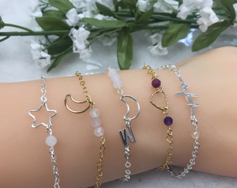 Permanent Jewelry Starter Kit-Moon and Star Charm Connectors for Bracelet,Necklace-Permanent Jewelry Charms-Celestial Charms-Astrological
