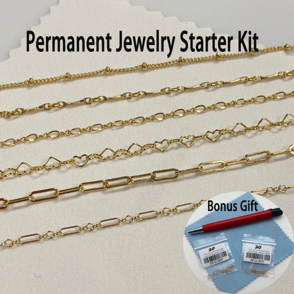Permanent Jewelry Starter Kit-14K Gold Filled Chain Starter Package-Permanent Jewelry Chain by the foot-Jewelry Supply Chain with Bonus Gift