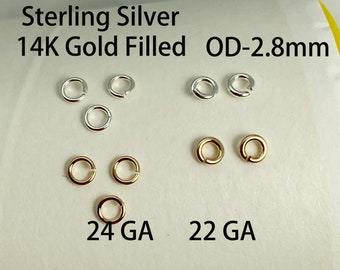 22 Gauge,24 Gauge Jump Rings,Sterling Silver or 14K Gold Filled, Permanent Jewelry Jump Rings-Pack of 50 pcs
