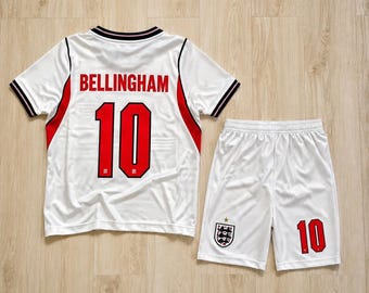 Bellingham Kids Soccer Set, England Style Jersey & Shorts, Number 10 Youth Football Uniform, Unbranded Soccer Gift for Boys