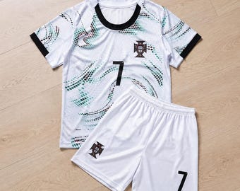 Kids Portugal 2‑Piece Soccer Uniform Kit, Youth Toddler Football Jersey Set, Non‑Branded Sports Play Outfit, Football Gift For Boys