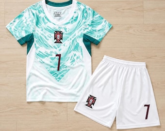 Portugal Kids Jersey Set Kit 2 Pcs Toddler Youth Non Branded Soccer Uniform Kit Toddler Youth Uniform 2 Piece set   Football Gift