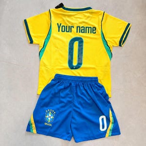 Brasilien fotbollströja för barn, Neymar Jr #10 personligt namnnummer, fotbollsställ utan märke, tvådelad tröja/shorts, present till fans