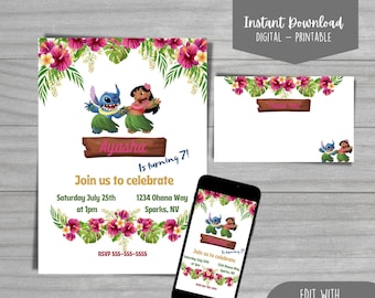Lilo and Stitch - Experiment 626 - Birthday Invitation - Digital - Instant Download