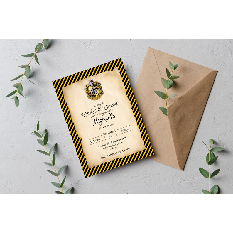 Hogwarts-harry Potter-hufflepuff-birthday Invitation-instant Download ...