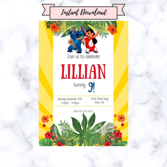 Lilo and Stitch Birthday Invitation-instant Download - Etsy