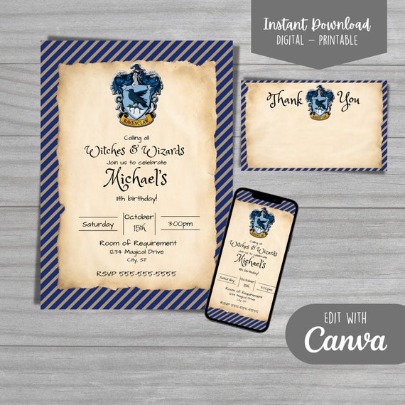 Editable Wizard Birthday Party Invitation | Editable Hogwarts School Magic  Invite | INSTANT DOWNLOAD