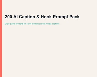 AI Caption Prompts and Instagram Hooks | 200 Reels, TikTok and ChatGPT Prompts