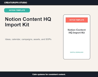 Notion Content Planner | 5 Database Import Kit for Creators and Social Media