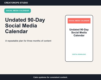 90-Day Social Media Calendar | Undated Excel Content Planner Spreadsheet