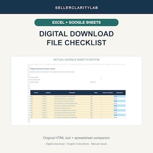 Lista kontrolna plików do pobrania w wersji cyfrowej i śledzenie wersji: Excel i Arkusze Google, narzędzie HTML offline