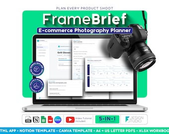 Digital Product Photography Planner for Ecommerce Sellers - Photo Brief and Shot List Template