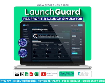 Amazon FBA Profit Calculator and Launch Planner: Google Sheets, Excel, Notion Template