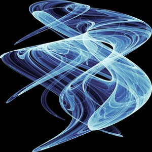 Peut inclure: Un graphique numérique abstrait présentant des rubans de lumière translucides et tourbillonnants dans des tons de cyan vif, de bleu électrique et de bleu marine profond. Les lignes fluides et complexes s'entrecroisent sur un fond noir.