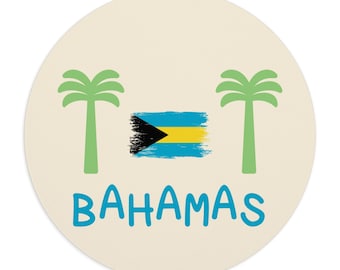 Bahamas Flag Palm Trees mouse pad | Round Caribbean souvenir
