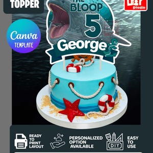 De Bloop taarttopper: verjaardagsfeest (bewerkbare Canva-sjabloon)